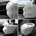 Hundesitz fürs Auto, grau, gestrickt, sicher und bequem, ideal für kleine Hunde, einfache Installation, schützt Autositze, waschbar.