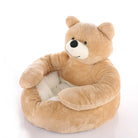 Kuscheliges abnehmbares Bären-Katzenbett, beige, Plüsch, gemütlich, Haustierbett, Tierbedarf.