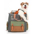Zweifarbiger, atmungsaktiver, wasserdichter Canvas-Haustier-Rucksack mit Hund.