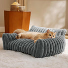 Katzenbett aus Kunstfell, grau, luxuriös, gemütlich, für Katzen und kleine Hunde, Wohnzimmer.