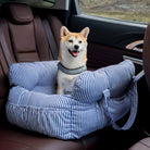 Hundebett Auto, gestreift, tragbar, für große Hunde, bequem, blau-weiß, Reisen, Haustier.