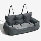 Wasserdichtes Hundebett Auto Rücksitz, grau, mittlere Größe, Sicherheitsgurte, Reisen.