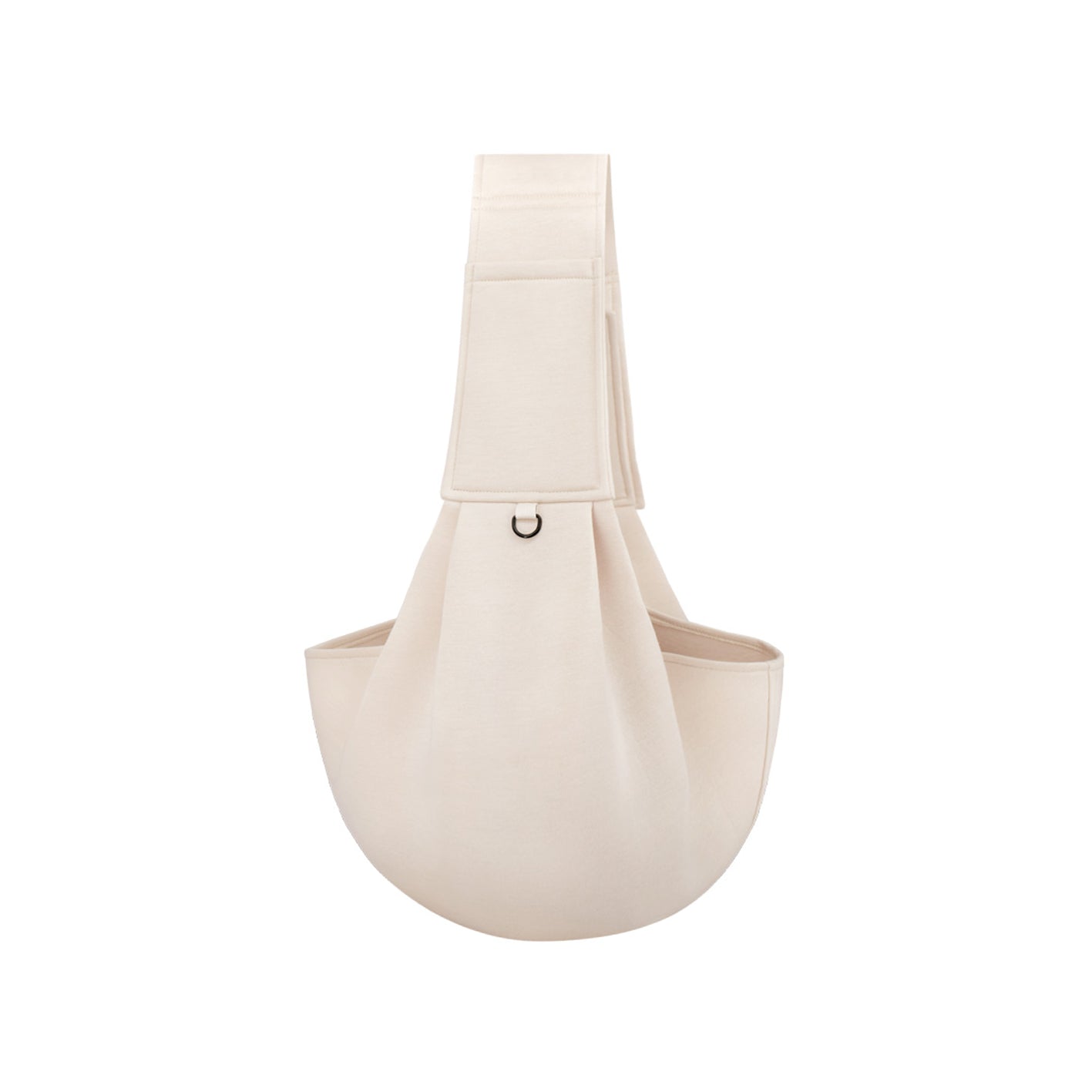 Beige Haustier-Reisetasche aus Stoff, ideal für den Winter, mit Schultergurt.