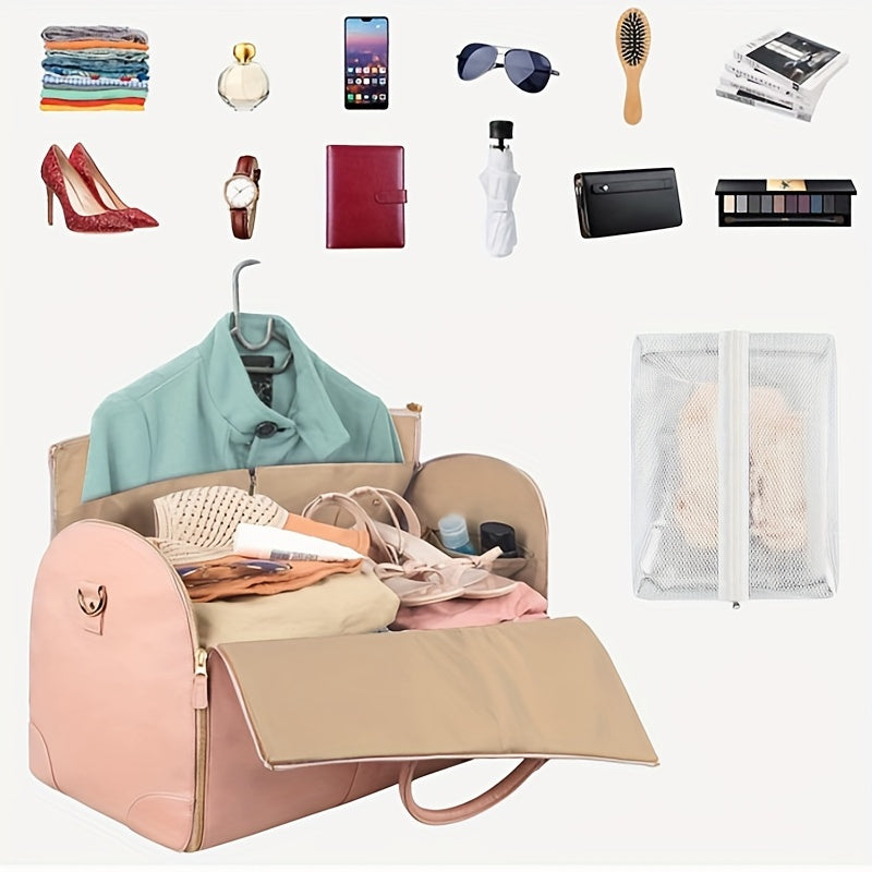 Elegante Reisetasche mit Fächern, ideal für Damenmode, Accessoires und Kosmetik. Perfekt für stilvolles Reisen und Organisation unterwegs.