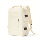 Eleganter cremefarbener Rucksack mit Steppmuster, verstellbaren Trägern und Reißverschlusstaschen. Ideal für Reisen und Alltag.