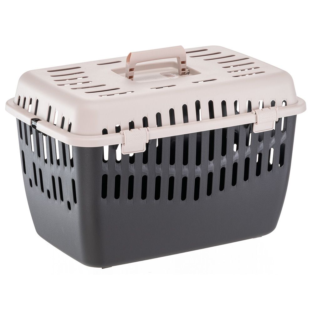 Transportbox für Haustiere, robust und belüftet, ideal für Katzen und kleine Hunde. Perfekt für Reisen und Tierarztbesuche.