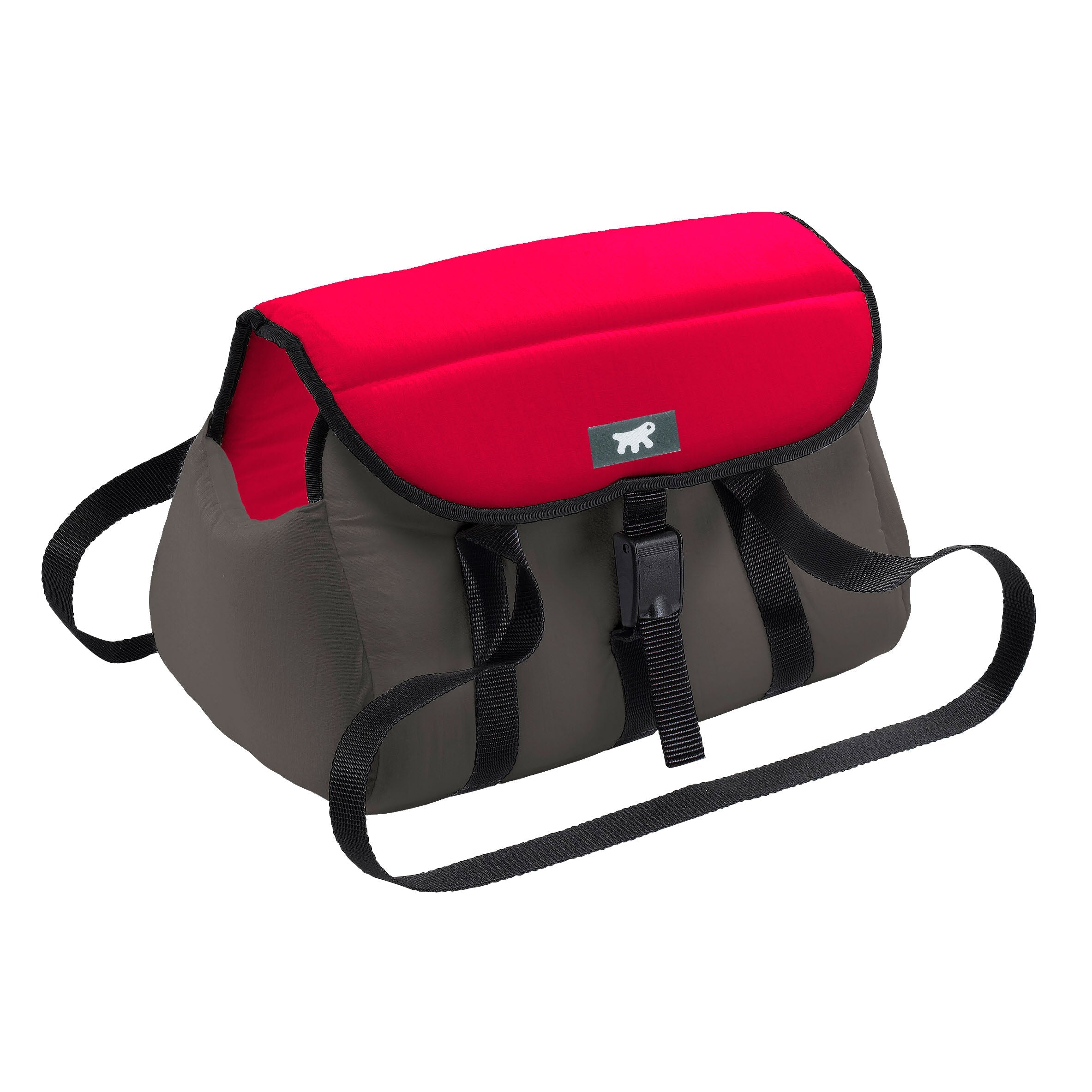 Rote Hundetragetasche mit verstellbarem Schultergurt, ideal für kleine Hunde. Robustes Design, bequem und praktisch für unterwegs.