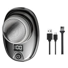 Elektrischer Rasierer schwarz, USB-Ladekabel, Reinigungsbürste, LED-Anzeige, tragbar.