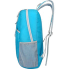 Blauer Rucksack mit Netzseitentasche, leicht, ideal für Reisen und Outdoor-Aktivitäten.