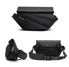Schwarze Umhängetasche, modernes Design, wasserdicht, verstellbarer Gurt, Unisex.