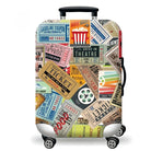 Bunter Koffer mit Retro-Kinoticket-Design, Hartschale, Reisekoffer, 4 Rollen.