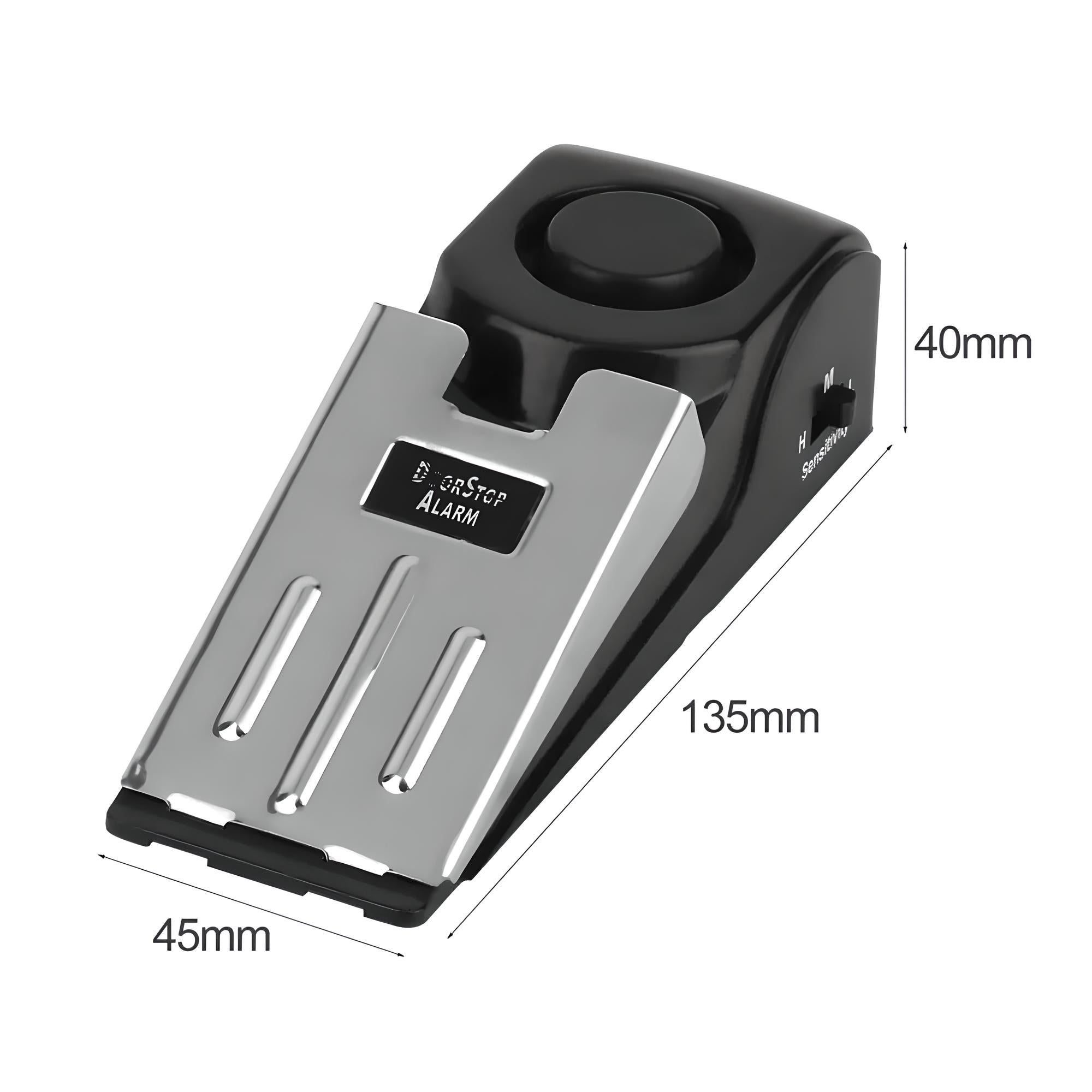 Türstopper Alarm schwarz-silber, 135mm, Sicherheitsalarm, Einbruchschutz, batteriebetrieben.