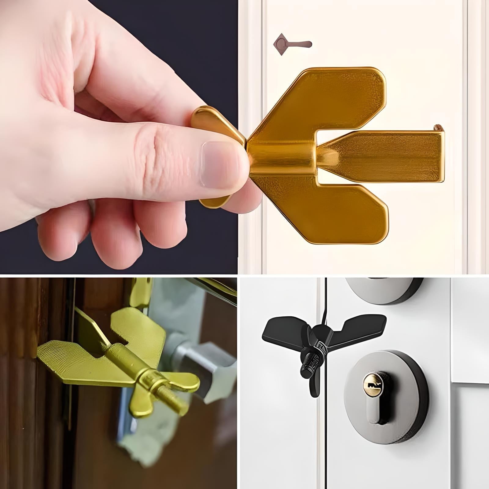 Goldener Türgriff-Schlüssel, multifunktional, ergonomisch, für Sicherheitstüren, modernes Design.