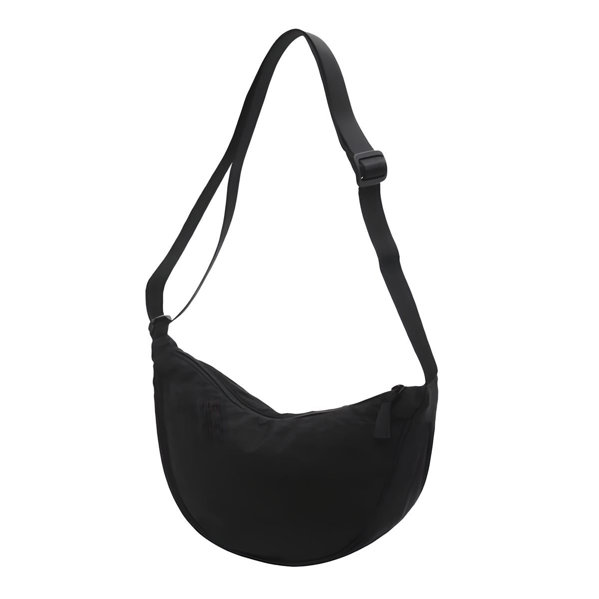 Schwarze Umhängetasche aus Nylon, verstellbarer Riemen, modisch, praktisch, leicht.