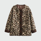 Leopardenmuster Jacke Damen, warmes Teddyfleece, Knopfverschluss, modisch, Herbst/Winter, stilvoll, bequem, trendige Oberbekleidung.