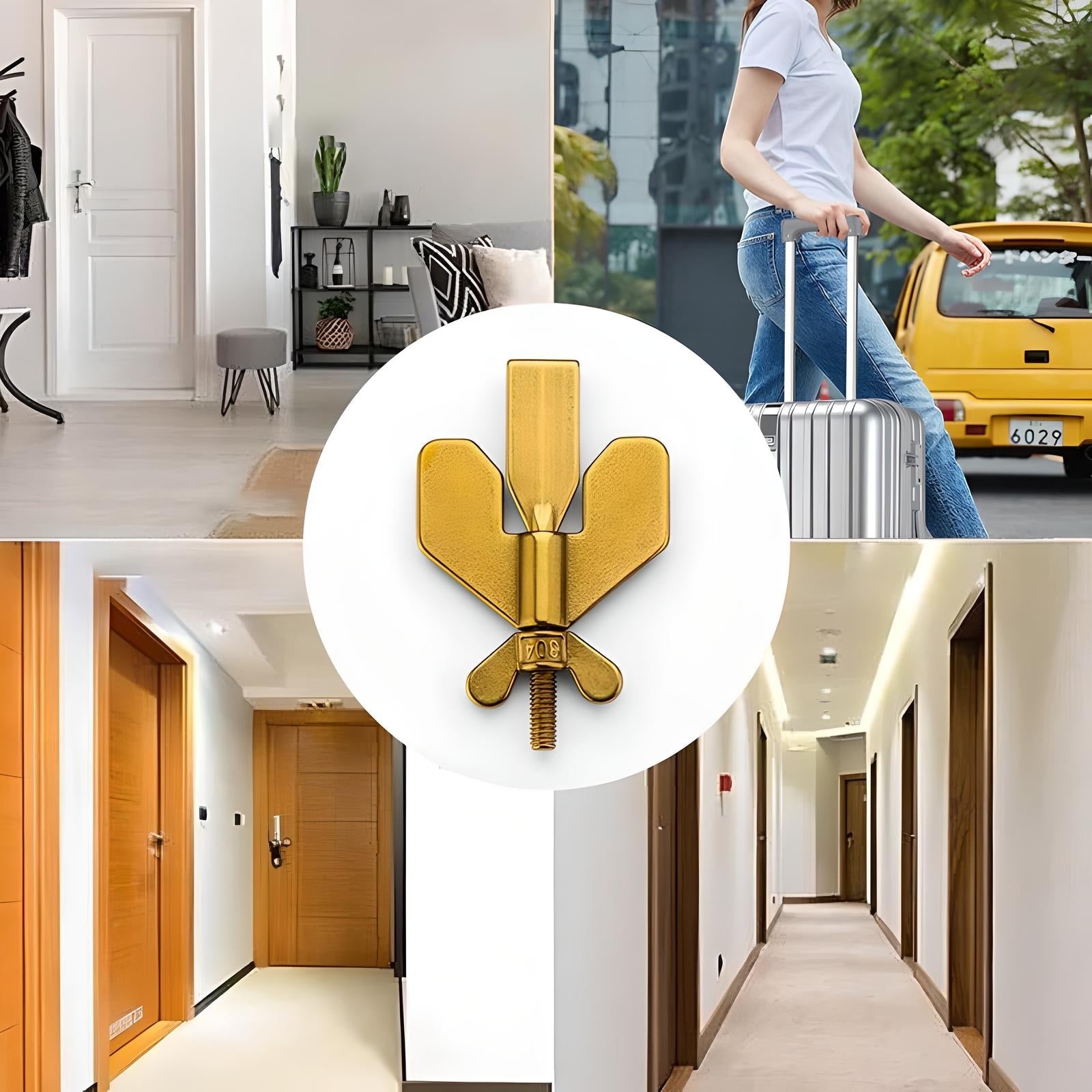 Goldener Türstopper, verstellbar, modernes Design, langlebig, für Zuhause und Büro.