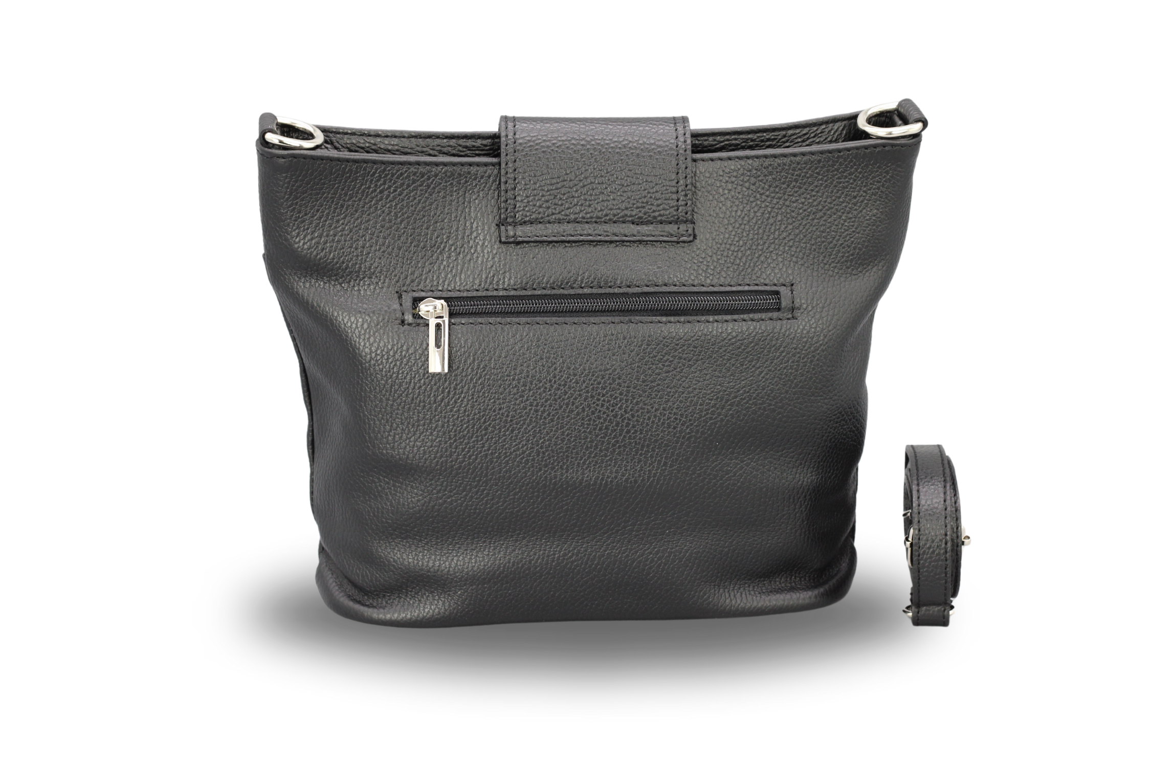 Schwarze Ledertasche mit Reißverschluss, elegant und modern. Perfekt für Damen, vielseitig einsetzbar, ideal für Alltag und Büro.