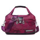 Damenhandtasche aus rotem Nylon mit Schulterriemen, modisches Design, Reißverschlusstasche.