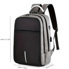 Grauer und schwarzer Laptop-Rucksack, wasserdicht, Diebstahlschutz, USB-Anschluss, 40x28x14cm