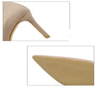 Beige Damenpumps mit spitzer Zehenpartie und Stiletto-Absatz. Elegante High Heels, ideal für formelle Anlässe und stilvolle Outfits.