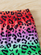Bunte Leggings mit Leopardenmuster, Regenbogenfarben, elastischer Bund, modisch, bequem, ideal für Sport und Freizeit.