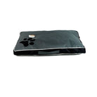 Graues Hundebett mit Pfotenabdruck, rechteckig, waschbar, robustes Material.