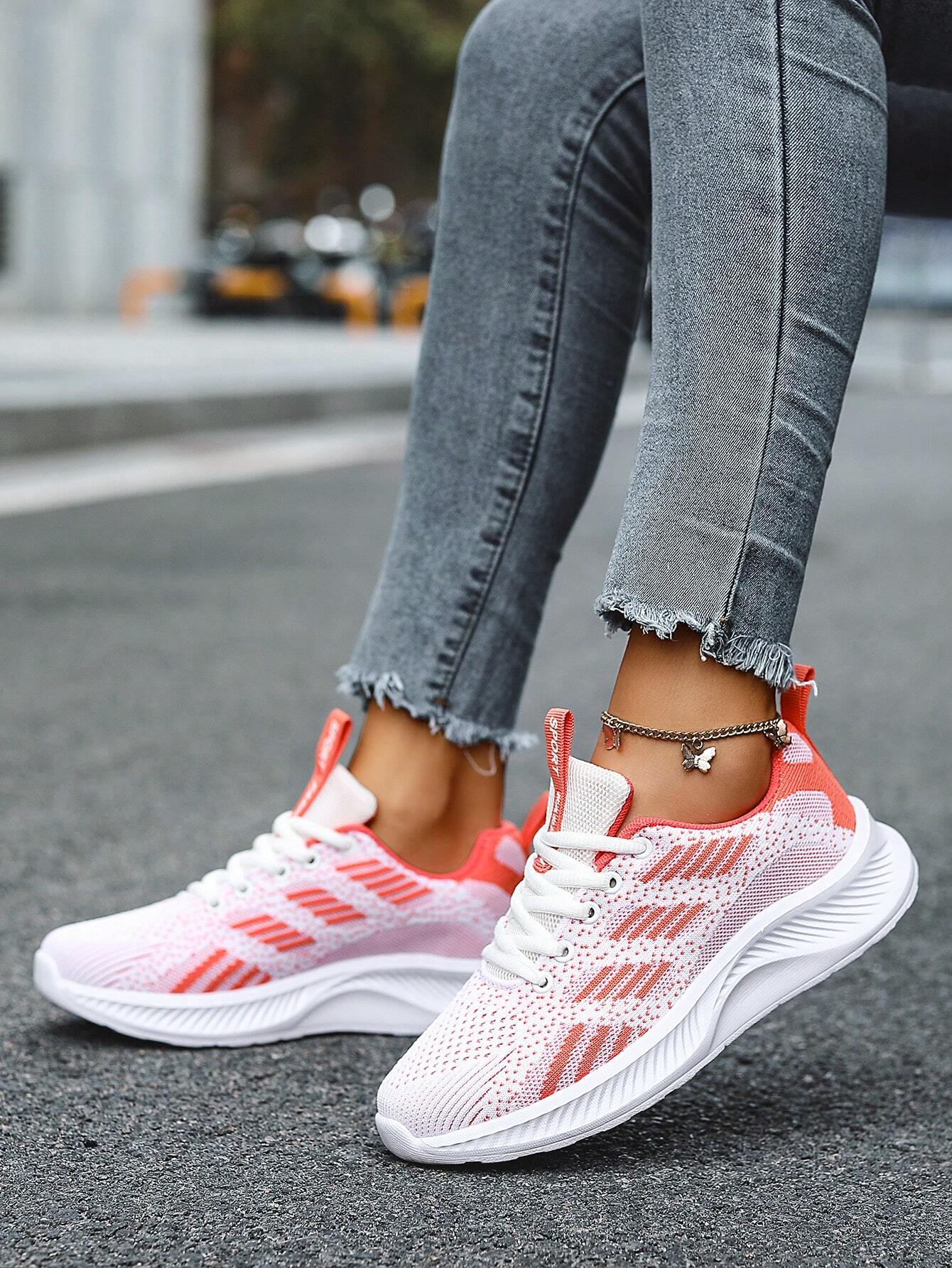 Damen Sneaker rosa-weiß, atmungsaktiv, sportlich, Straßenmode, Freizeit, bequem, modisch
