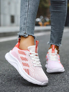 Damen Sneaker rosa-weiß, atmungsaktiv, sportlich, Straßenlauf, modisch, bequem, Freizeit.