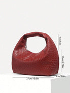 Rote Damenhandtasche aus Leder mit gewebtem Muster, modisch, elegant, 27cm breit.
