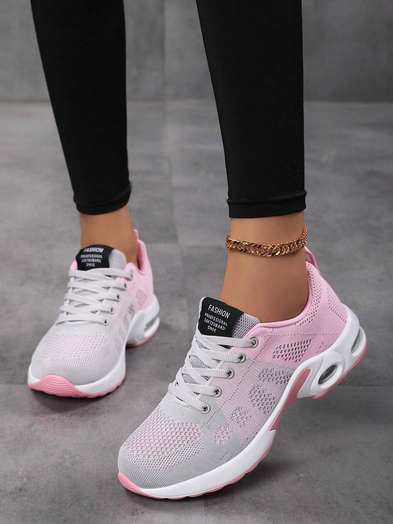 Damen Sneaker rosa-weiß, atmungsaktiv, Mesh, modisch, Sportschuhe, bequem, Fitness, Laufen.