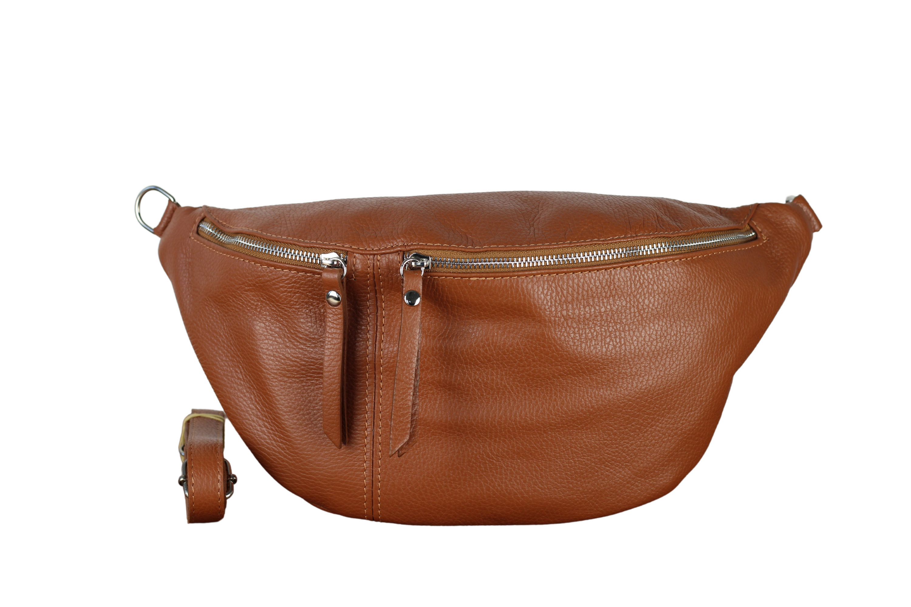 Braune Leder-Bauchtasche mit Reißverschluss, stilvoll und praktisch. Perfekt für Reisen und Alltag. Hochwertige Materialien, modisches Design.