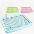 Bunte Katzentoilette mit Gitter, ideal für saubere Katzenpflege. Erhältlich in Blau, Grün und Pink. Praktisch, hygienisch und leicht zu reinigen.