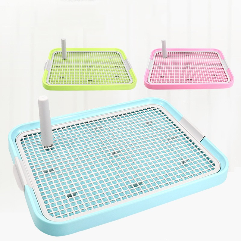 Bunte Katzentoilette mit Gitter, ideal für saubere Katzenpflege. Erhältlich in Blau, Grün und Pink. Praktisch, hygienisch und leicht zu reinigen.