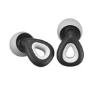 Schwarze und weiße Ohrstöpsel, ergonomisches Design, Lärmschutz, Silikonmaterial.