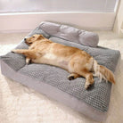 Großes, waschbares Hundebett, grau, gepolstert, für alle Jahreszeiten, bequem, Haustierbett.