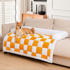 Hundematte kariert creme-gelb, Sofa Schutz, gemütlich, quadratisch, Wohnzimmer Deko.