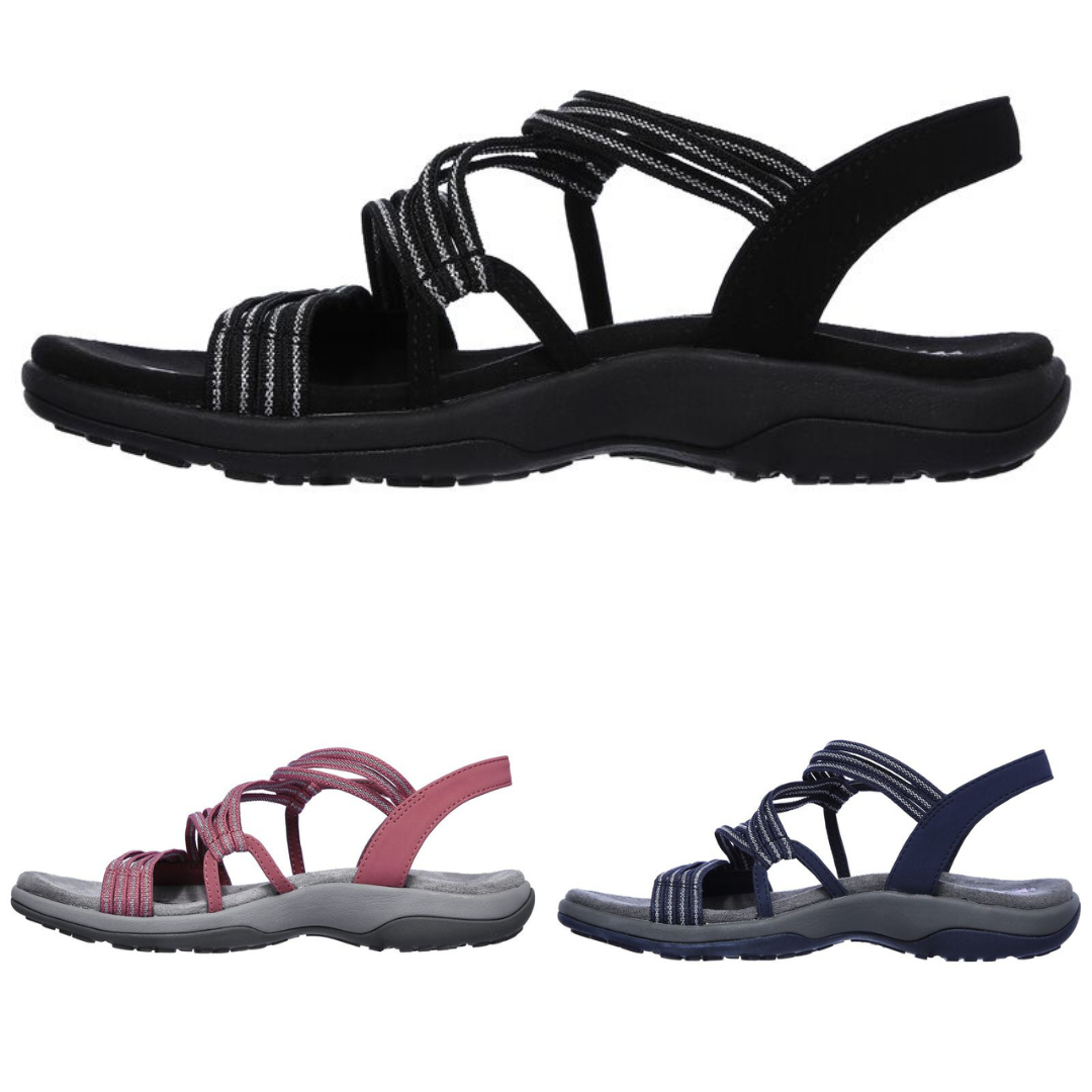 Damen-Sandalen, schwarz, rosa, blau, bequem, Sommer, Freizeit, rutschfest, verstellbare Riemen.