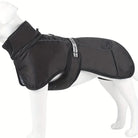Schwarzer Hundemantel, wasserdicht, winddicht, reflektierend, ideal für kaltes Wetter. Perfekt für kleine bis große Hunde.