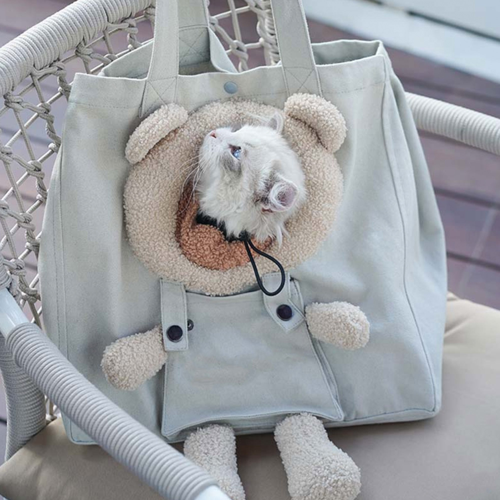 Tragetasche für Haustiere, tragbar, atmungsaktiv, Designer, beige, für Reisen, Katze.