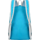 Blauer Rucksack mit weißen Trägern, leichtes Material, ideal für Reisen und Outdoor-Aktivitäten.