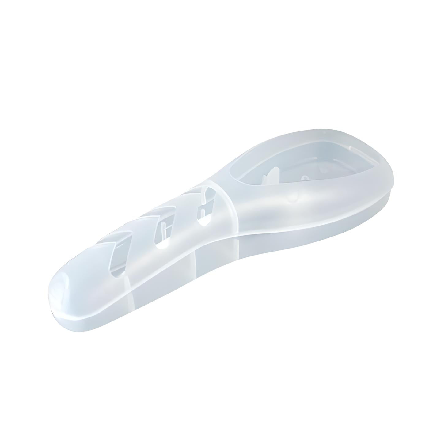 Transparenter Kunststofflöffel, ergonomisch, weiß, Küchenzubehör, langlebig, modern.