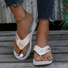 Damen Flip-Flops, rutschfest, dicke Sohle, Keilsandalen, Sommermode, bequem, stilvoll, ideal für Strand und Freizeit.