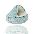 Weiches, flauschiges Katzenbett in Blaugrün, ideal für Haustiere. Gemütliche Höhle, perfekt für Katzen und kleine Hunde. Waschbar und langlebig.