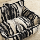 Zebra-Muster Haustier-Sofa, flauschig, schwarz-weiß, gemütliches Hundebett, Wohnzimmer Deko.