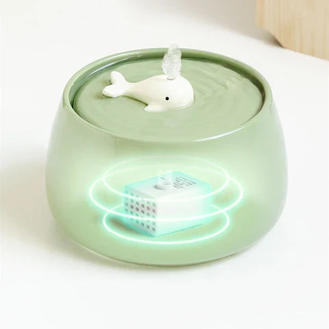 Grüner Luftbefeuchter mit Wal-Design, LED-Beleuchtung und Aromatherapie-Funktion. Ideal für Raumklima, Entspannung und moderne Wohnkultur.