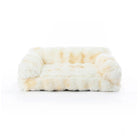 Flauschiges, dickes, beruhigendes Haustierbett, cremefarben, für Hunde und Katzen, Sofa-Stil.