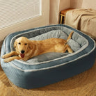 Großes orthopädisches Hundebett, blau, warm, tief, für erholsamen Schlaf, gemütlich, Hundeliege.