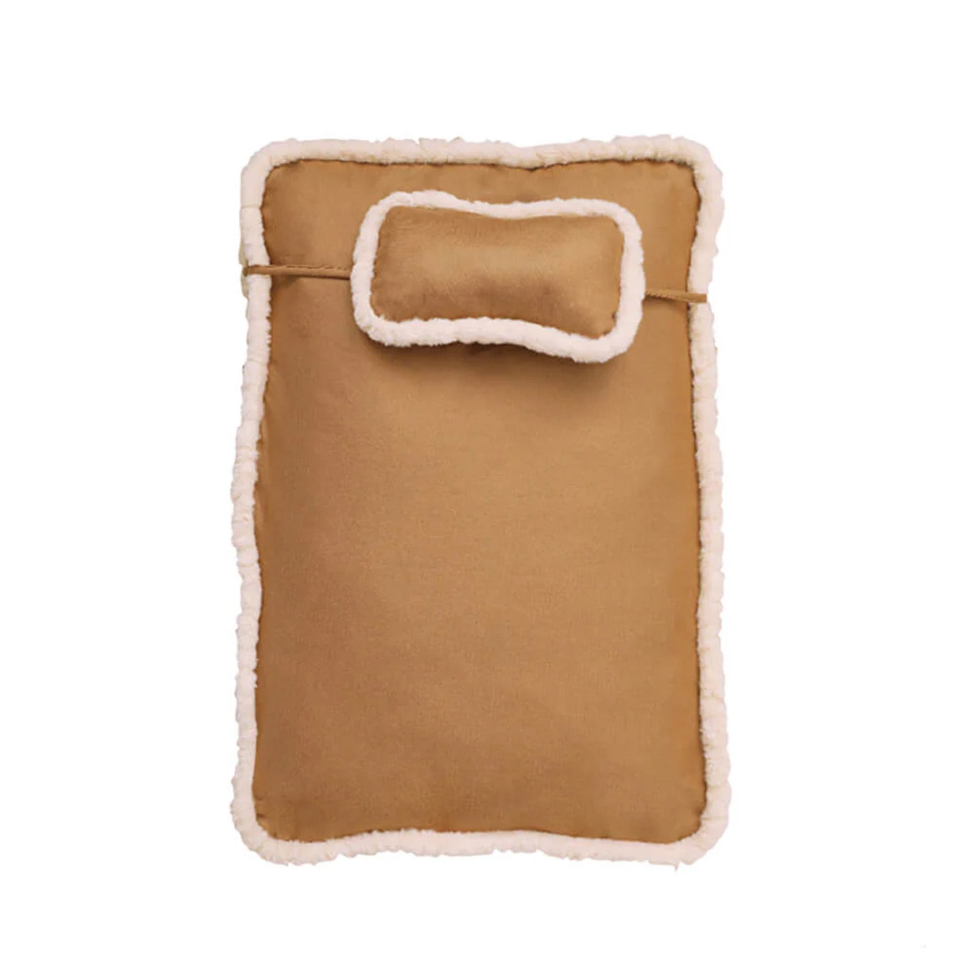 Luxuriöses Retro-Hundebett aus Kunstleder mit Kissen, braun, für tiefen Schlaf.