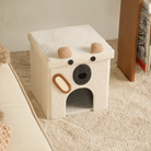 Kuscheliges weißes Haustierhaus in Bärenform, ideal für Katzen, aus weichem Material, modernem Design.