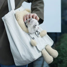Tragetasche für Haustiere, tragbar, atmungsaktiv, Designer, beige, mit Katze, Reisen.